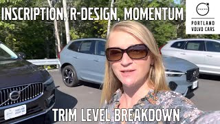 Volvo Momentum RDesign and Inscription trim level breakdown on the 2022 Volvo XC60 [upl. by Kentiga]