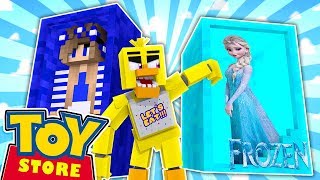 Minecraft TOYSTORE CHICA DOLLS CAPTURE ELSA wLittle Carly and Little Kelly [upl. by Htabazile]