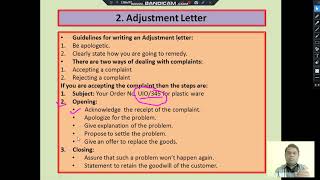 Business Correspondence Lect 3 Adjustment Letter [upl. by Mala633]