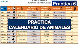 PRACTICA DEL CALENDARIO DE PUBLICACION DE ANIMALES EXCEL [upl. by Clauddetta553]