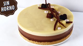 TARTA 3 CHOCOLATES  RECETA FÁCIL Y SIN HORNO  LADULCEPEDIA [upl. by Ahsircal]