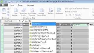 Excel 2013 PowerPivot Basics 7 Calendar Table Calculated Columns Month Year Quarter Fiscal Quarter [upl. by Larissa]