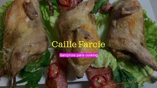 Caille farcie Stuffed quail Khmer cuisine [upl. by Ogren756]