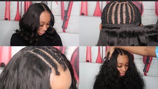 FLATTEST LEAVE OUT SewIn Ever How To Blend Short Leave out ft Curls Queen Hair [upl. by Dacy]