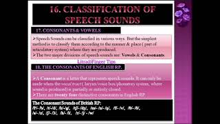 Classification of Speech Sounds  Vowels amp Consonants  Consonants of British RP English RP [upl. by Flosi806]