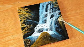 The Easiest Way to Draw simple Waterfall Acrylic Painting Technique [upl. by Zerimar156]