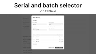 Serial and batch selector  ERPNext v15 [upl. by Meredeth]