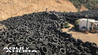 Llantas desechadas en EEUU le dan techo y trabajo a quienes viven al otro lado de la frontera [upl. by Nahgam]