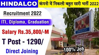 Hindalco Company Recruitment 2022 💥  Private Job Vacancy 2022  सैलरी ₹ 35800M [upl. by Aratahc]