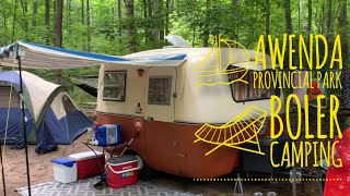 Camping in a Tiny Retro Camper at Awenda Provincial Park Ontario Canada  1977 Boler Camper [upl. by Anayt498]