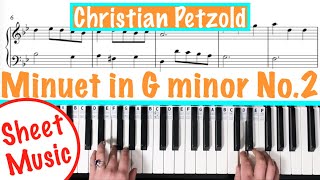 How to play MINUET NO 2 IN G MINOR  Petzold attrib JSBach Piano Tutorial [upl. by Annoerb330]