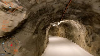 4K Skiing Leukerbad Tunnel run Top to Bottom Round Trip Wallis Switzerland GoPro HERO9 GPS [upl. by Retrak919]