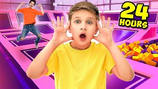 Extreme TRAMPOLINE PARK  24 HOUR CHALLENGE [upl. by Arima]