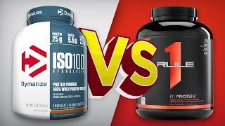 Dymatize ISO100 v Rule 1 R1 Isolate Whey Protein Powder WPI  SUPPWARS [upl. by Madson]