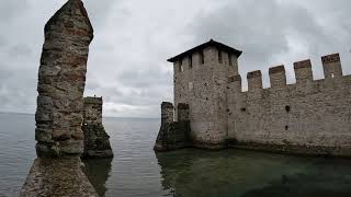 Exploring  Italy castle tour Castello Scaligero di Sirmione on Lake Garda 4K [upl. by Enalda]