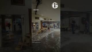 Dangerous wave rips through restaurant on Army base in the Marshall Islands [upl. by Enelrac]