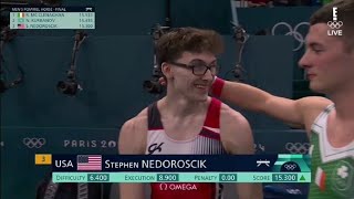 Stephen Nedoroscik Wins Bronze Medal at Mens Pommel Horse Final at Paris Olympics 2024 [upl. by Ecirpac232]