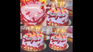 Cake decorating Strawberry 🍓 cake Easy Method Strawberry 🍓 cake decorationAnnapurna skitchen [upl. by Sum]