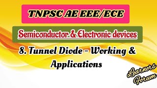 8 Tunnel Diode  Construction working amp Applications  Semiconductor Devices [upl. by Aninnaig]