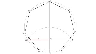 How to draw a regular heptagon inscribed in a circle [upl. by Diehl]