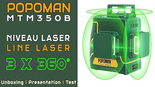 POPOMAN MTM350B  Niveau Laser 3 Lignes 360° Déballage I Présentation I Test [upl. by Adnolahs399]