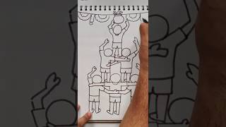 Quick simple and easy drawing of Dahi handi festival celebration Janmashtami Gokulashtami [upl. by Latton]