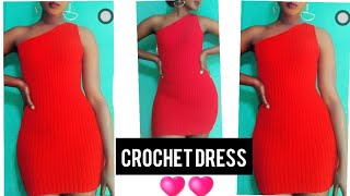 Simple crochet dress tutorialbodyconone shoulder dress [upl. by Agosto505]