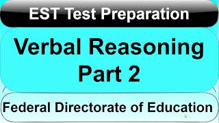 Verbal Reasoning MCQs Part 2 for FDE EST Test Preparation  Verbal Reasoning Tricks for EST Test FDE [upl. by Kcirddehs597]