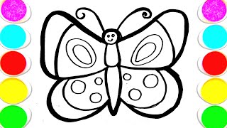 Butterfly🦋 Drawing Painting Coloring for Kids and Toddlers with watercolors How to Draw Together [upl. by Maynord]