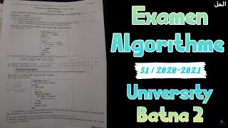 Examen Algorithme S1 Corrigé  Univ Batna 2 20202021 [upl. by Valeda]