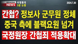 5분 논평 간첩 정보사 군무원 정체 중국 측에 블랙요원 넘겨국정원장 간첩죄 적용 확대 이영풍tv [upl. by Yeliw]