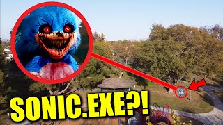 DRONE CATCHES SONICEXE AT HAUNTED PLAYGROUND RUNNING AROUND HE CAME AFTER US [upl. by Nauqan]