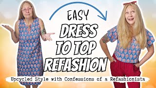 Easy DIY Transform a Frumpy Thrifted House Dress into a Cute Top with Sleeves [upl. by Eniagrom]