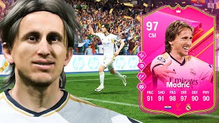 97 FUTTIES SBC Modric My midfield GOAT is BACK 🐐 FC 24 Player Review [upl. by Omrelliug]