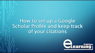 How to set up a Google Scholar Profile [upl. by Fogarty]