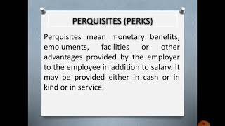 INCOME TAX  Perquisites meaning types [upl. by Aleris321]