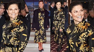 Crown Princess Victoria Of Sweden Looks Sophisticated In A Metallic Floral Gown For Dinner [upl. by Nancie101]