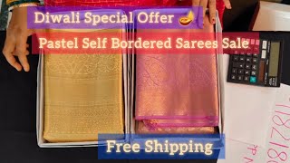 Stunning Pastel Self Bordered SareesDiwali2024LuxurySareesaffordableFree ShippingNavyaSriTrends [upl. by Ardnwahs]