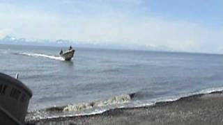 Beaching a setnet skiff on the shores of Cook Inlet Alaska [upl. by Noisla]