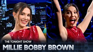 Millie Bobby Brown Talks Jake Bongiovi’s Proposal and Dog Winnie Plays Egg Roulette  Tonight Show [upl. by Icak]