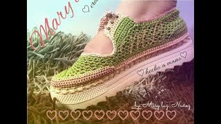 ZAPATO TEJIDO EN CROCHET  MODELO EFTHALY [upl. by Aerbua]