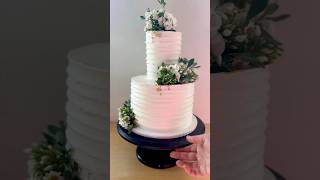 Decorate this wedding cake with me 🌿🤍 wedding weddingcake cakedecorating cake [upl. by Legin54]