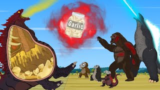 Digestive Battle of SHIN GODZILLA vs GODZILLA amp KONG Rescue GIANT GARLIC  Godzilla amp KONG Cartoon [upl. by Ailaro515]