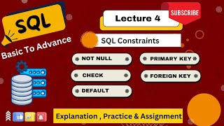 Lecture  4 SQL Constraints  Not null  Check  Default  Primary key  Unique key  DSA amp Tech [upl. by Aniratac326]