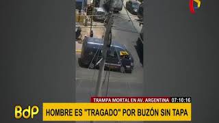 Hombre es “tragado” por buzón sin tapa en la avenida Argentina [upl. by Camila]