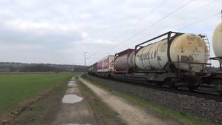 DB Cargo 185 3001 mit gemischten Güterzug bei Walluf [upl. by Elleirua]