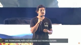 Baste Dutertes speech at thanksgiving party [upl. by Garnett]