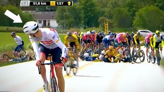 Mass Crash in Crosswinds Threatens GC Contenders  Tour of Norway 2022 Stage 6 [upl. by Amadis]