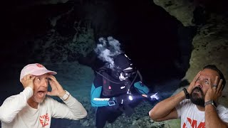 Divers React to singletank divers struggling to find the exit inside a cave [upl. by Ahsinom]