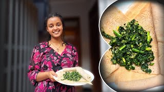 Ethiopian Spinach  Kosta   Ethiopian Food Cooking Vlog [upl. by Relyhs416]